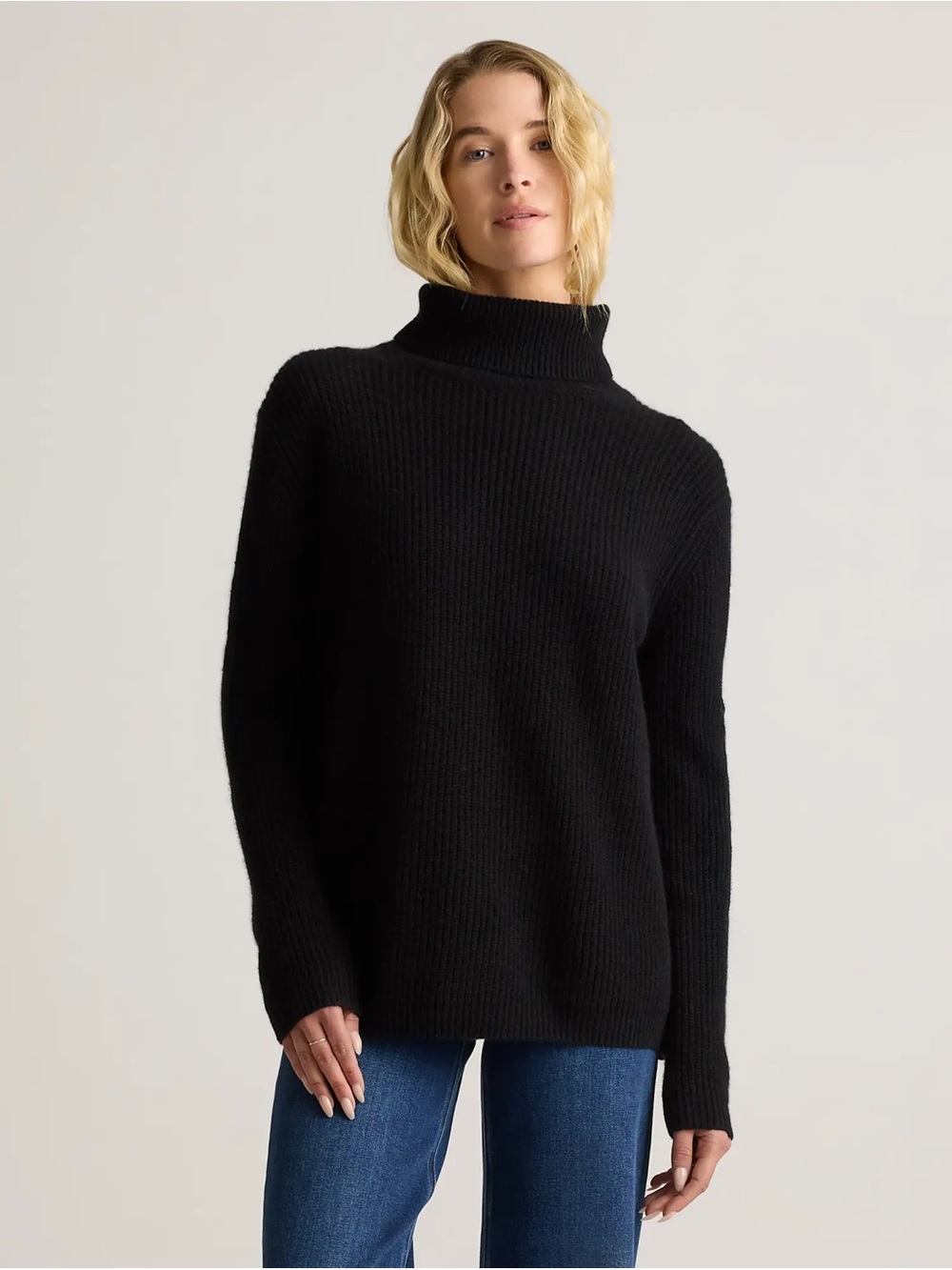 Quince Mongolian Cashmere Fisherman Turtleneck Sweater